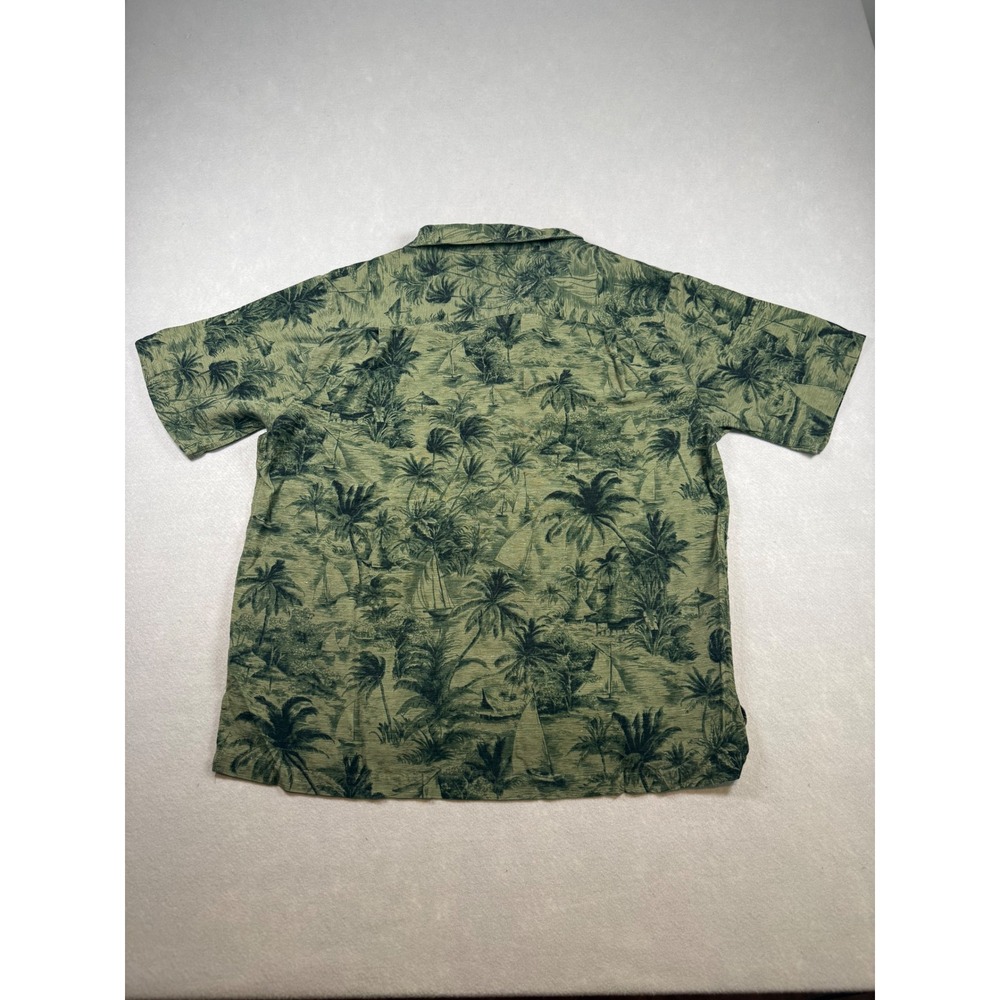 Havana Jacks Hawaiian Mens Large Green Tropical Palm Tree Sailboat Camp Shirt - Picture 5 of 5